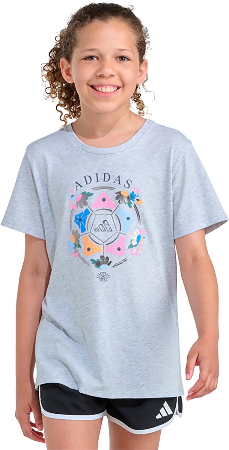 adidas Girls' Regular Fit Heather Soccer Foil T-shirt