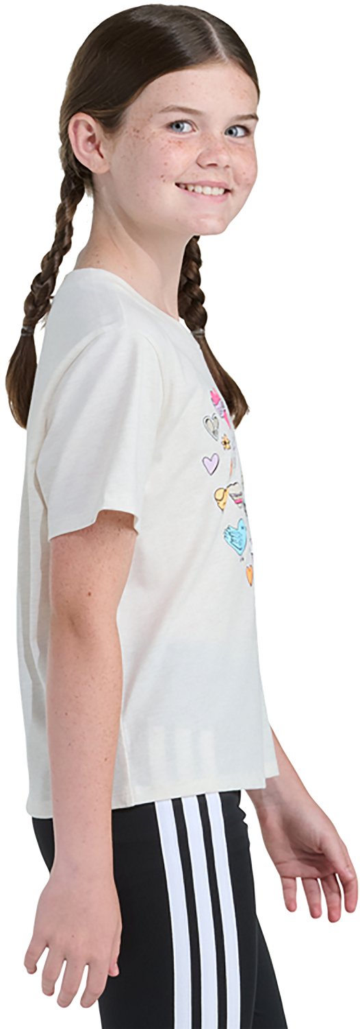 adidas Girls' Heart of Hearts Graphic Heather T-shirt - view number 4