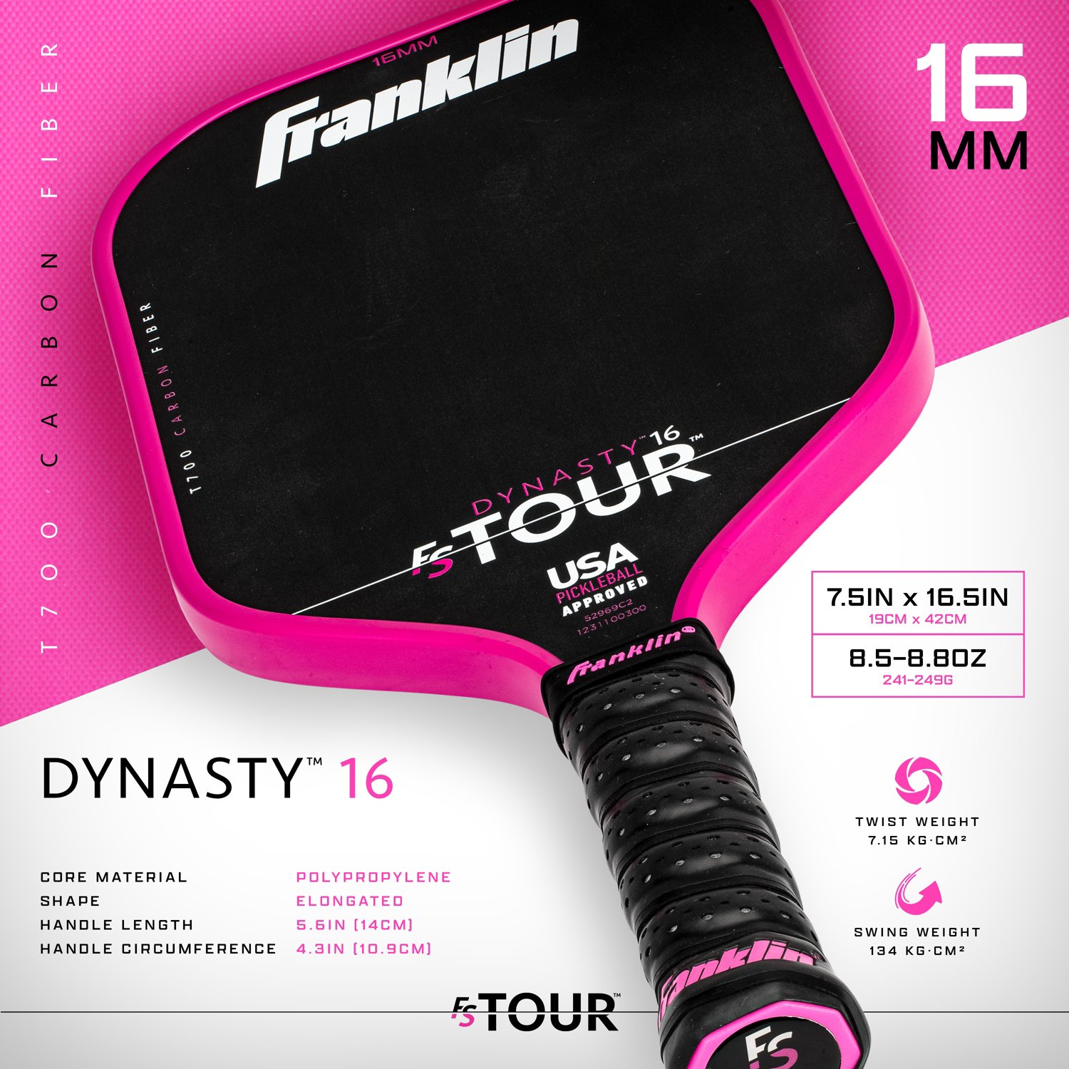 Franklin Sports FS Tour Dynasty 16mm Pickleball Paddle  - view number 2