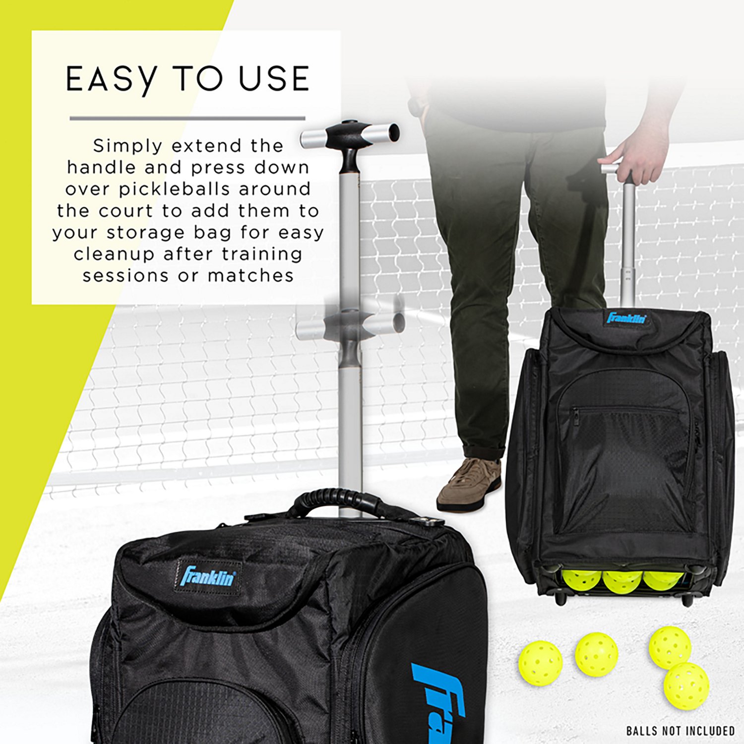 Franklin Sports Rolling Pickleball Hopper Bag + Caddy - view number 4