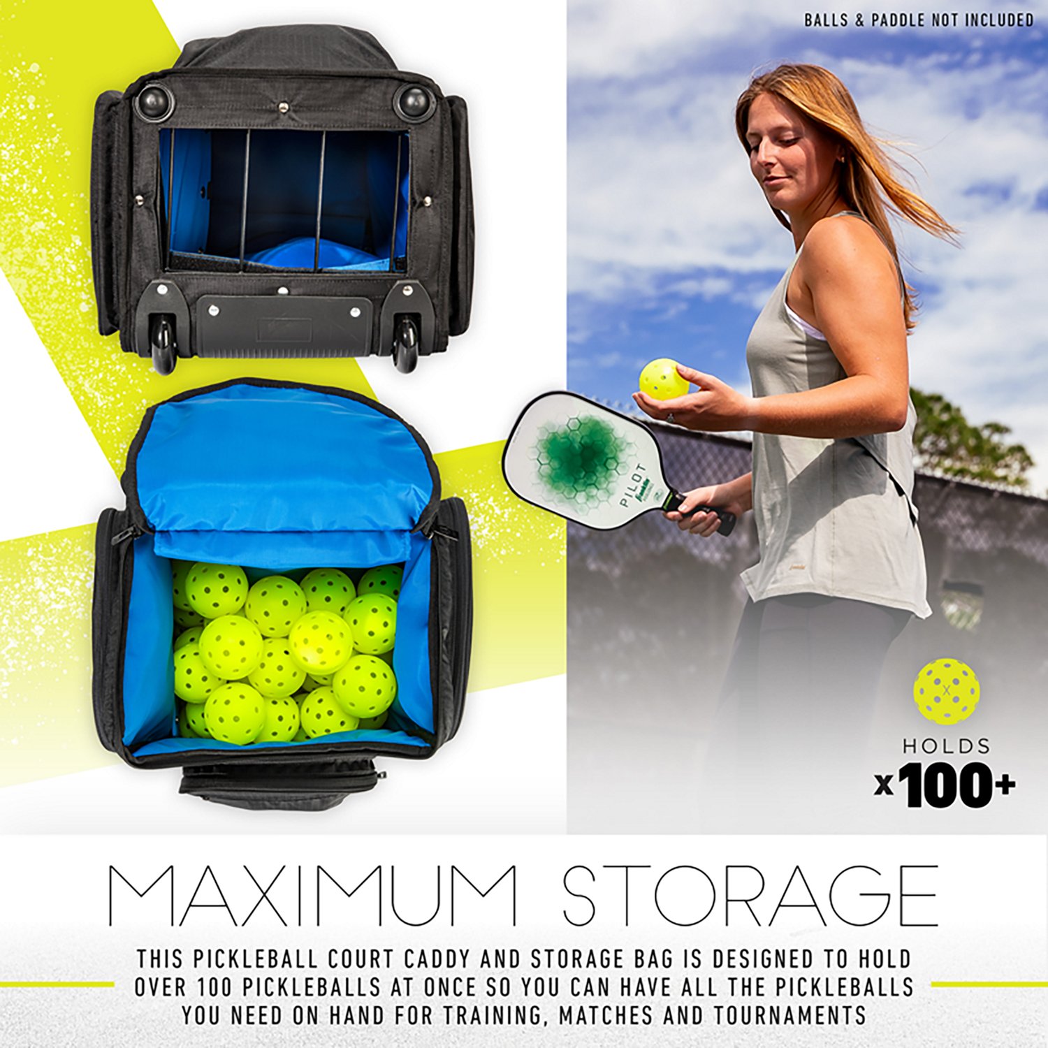 Franklin Sports Rolling Pickleball Hopper Bag + Caddy - view number 6