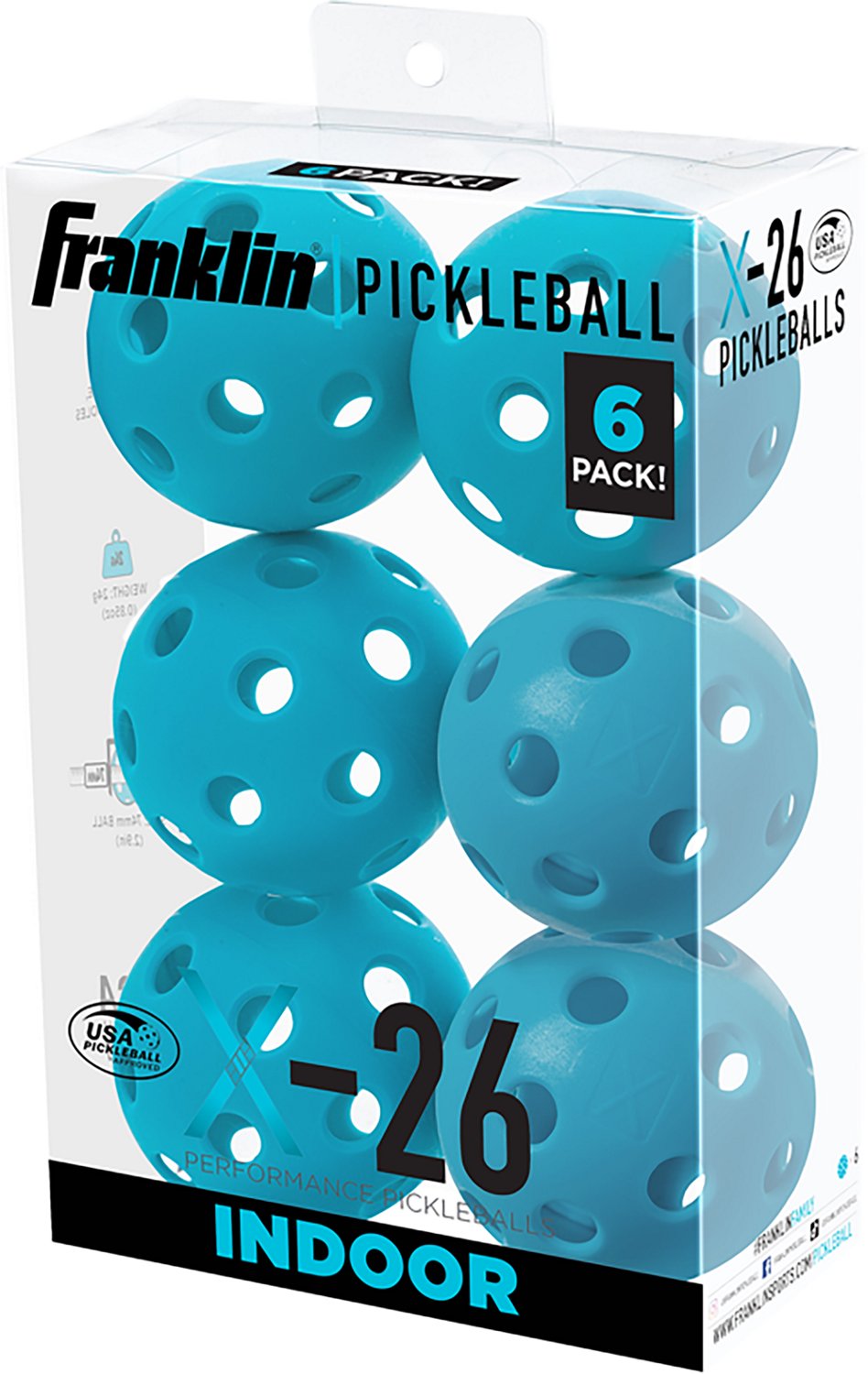Franklin Sports X-26 Indoor Pickleballs 6-Pack - view number 2