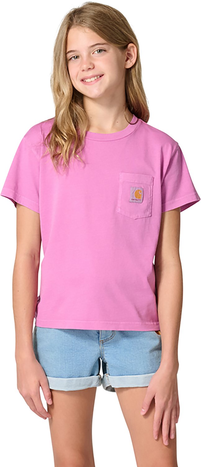 Carhartt Girls' Re-Engineered Short Sleeve Garment Dye Pocket T-Shirt