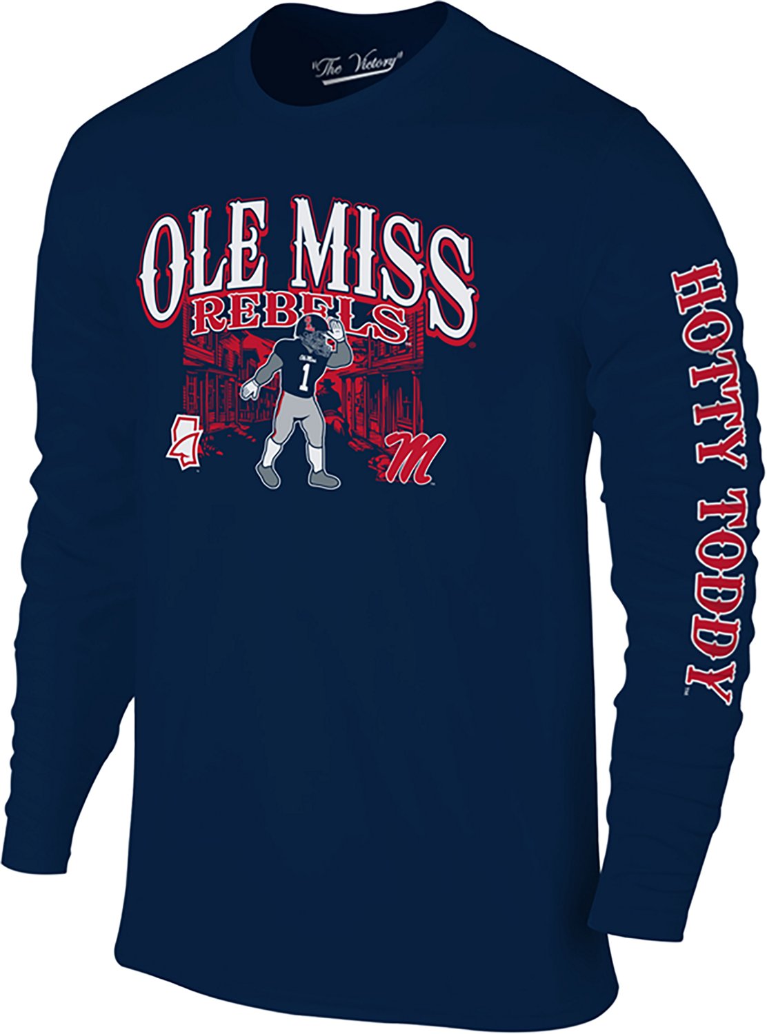 The Victory Men’s University of Mississippi School Arch Mascot Sleeve Hit Long Sleeve T-shirt