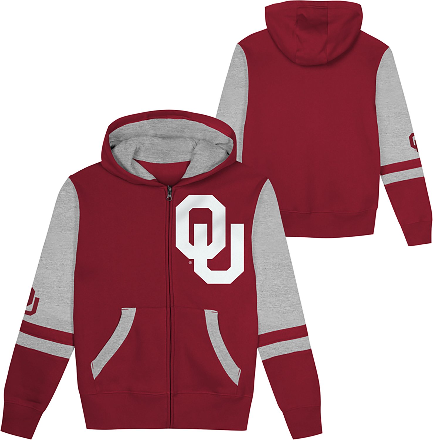 Outerstuff Boys' University of Oklahoma Stadium Colorblock Full-Zip Hoodie