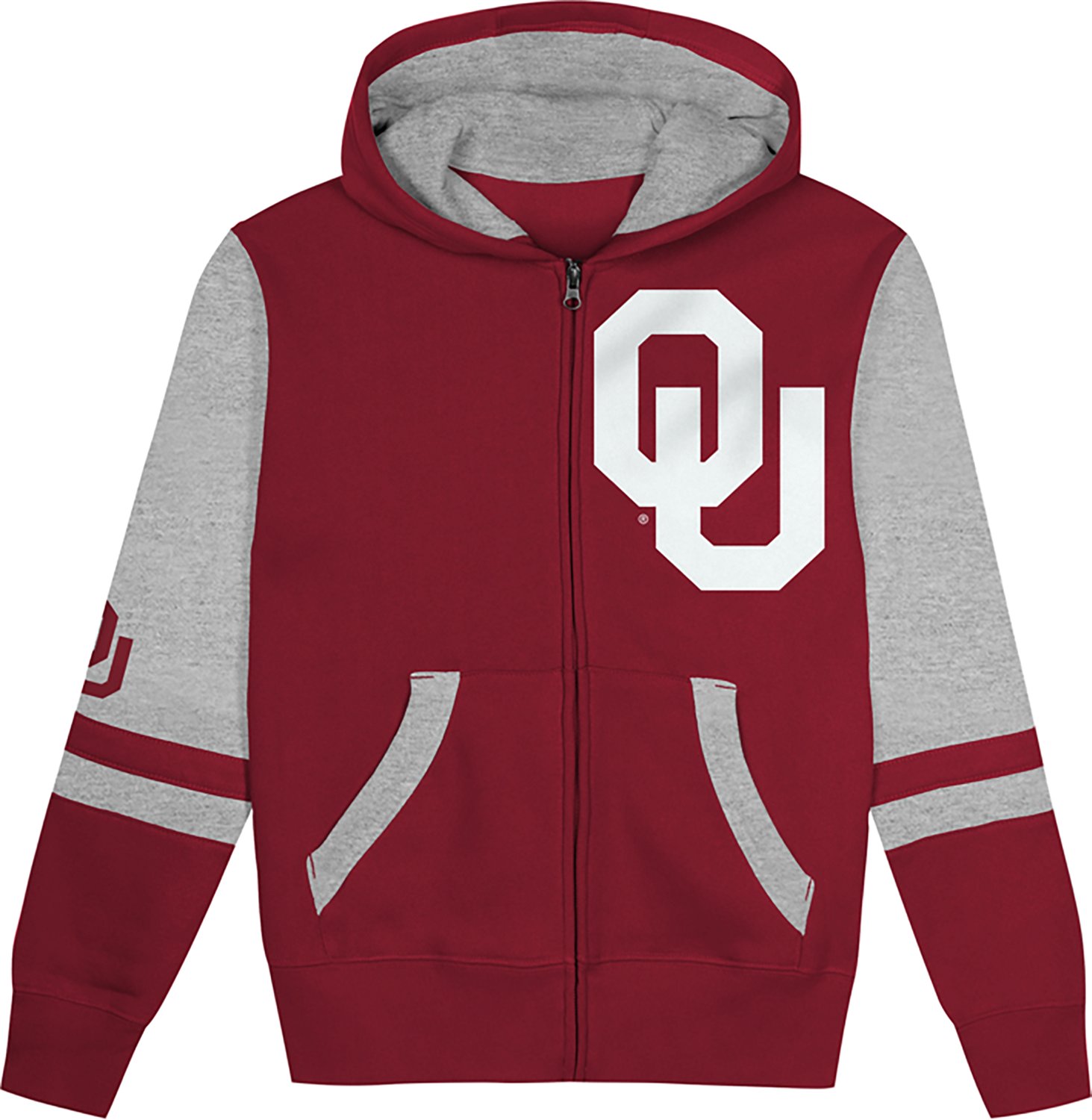 Outerstuff Boys' University of Oklahoma Stadium Colorblock Full-Zip Hoodie - view number 2