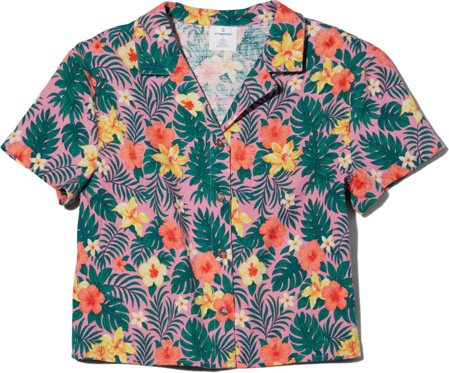 O'Rageous Juniors' Resort Printed Short Sleeve Cover Up Shirt - view number 2