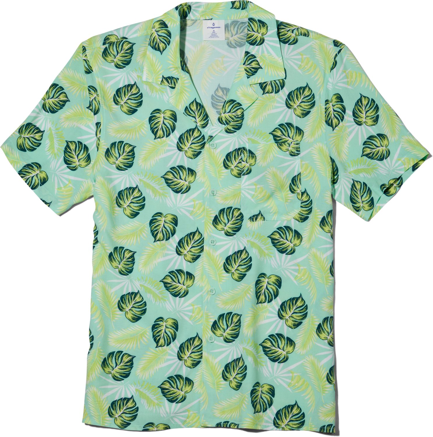 O'Rageous Men's Palm Floral Cabana Printed Short Sleeve Swim Shirt