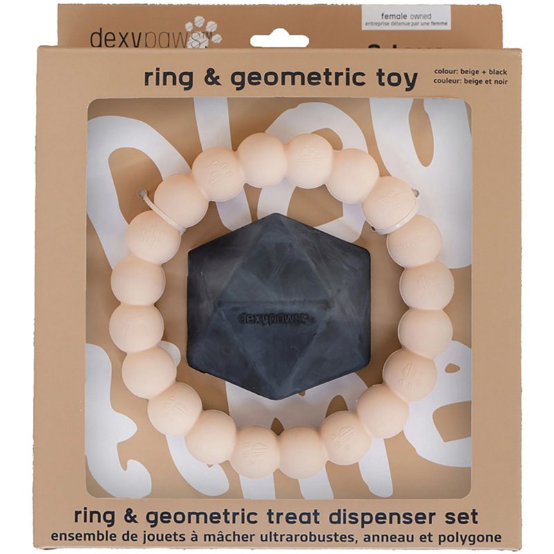 dexypaws Chew Master Aggressive Chew Toy Set - Beige & Black
