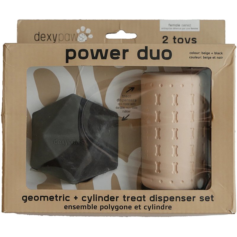 dexypaws Power Duo Toy Set for Dogs - Beige & Black