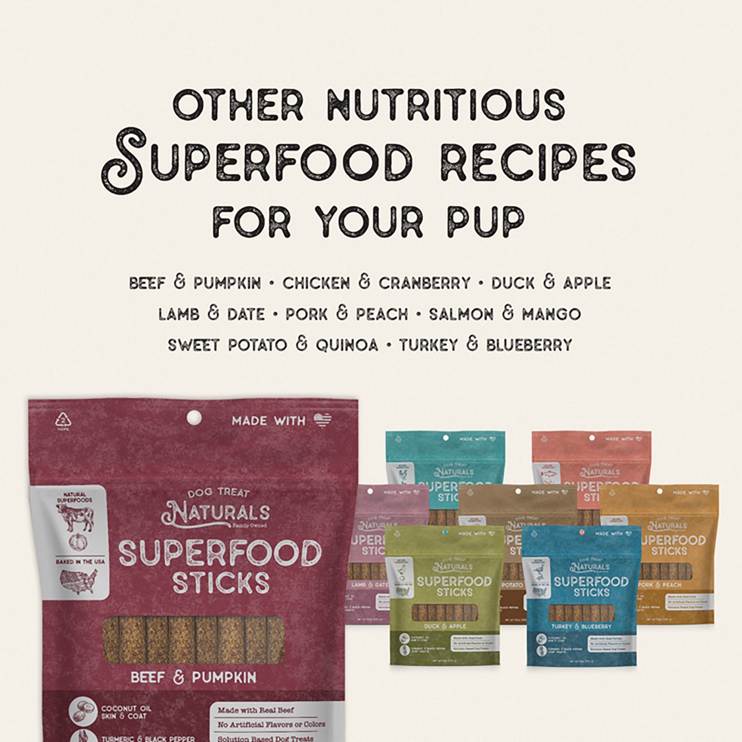 Dog Treat Naturals 24 oz. Superfood Sticks Bag
