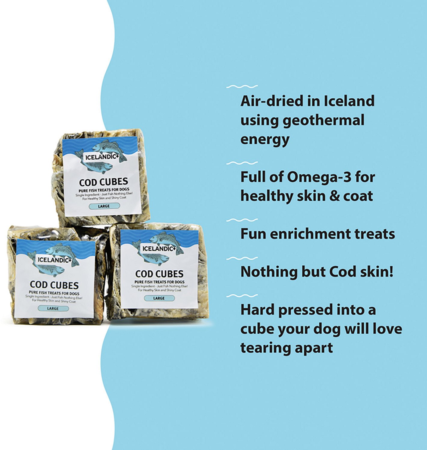 Icelandic+ 2" Cod Skin Cube Dog Treat - view number 5