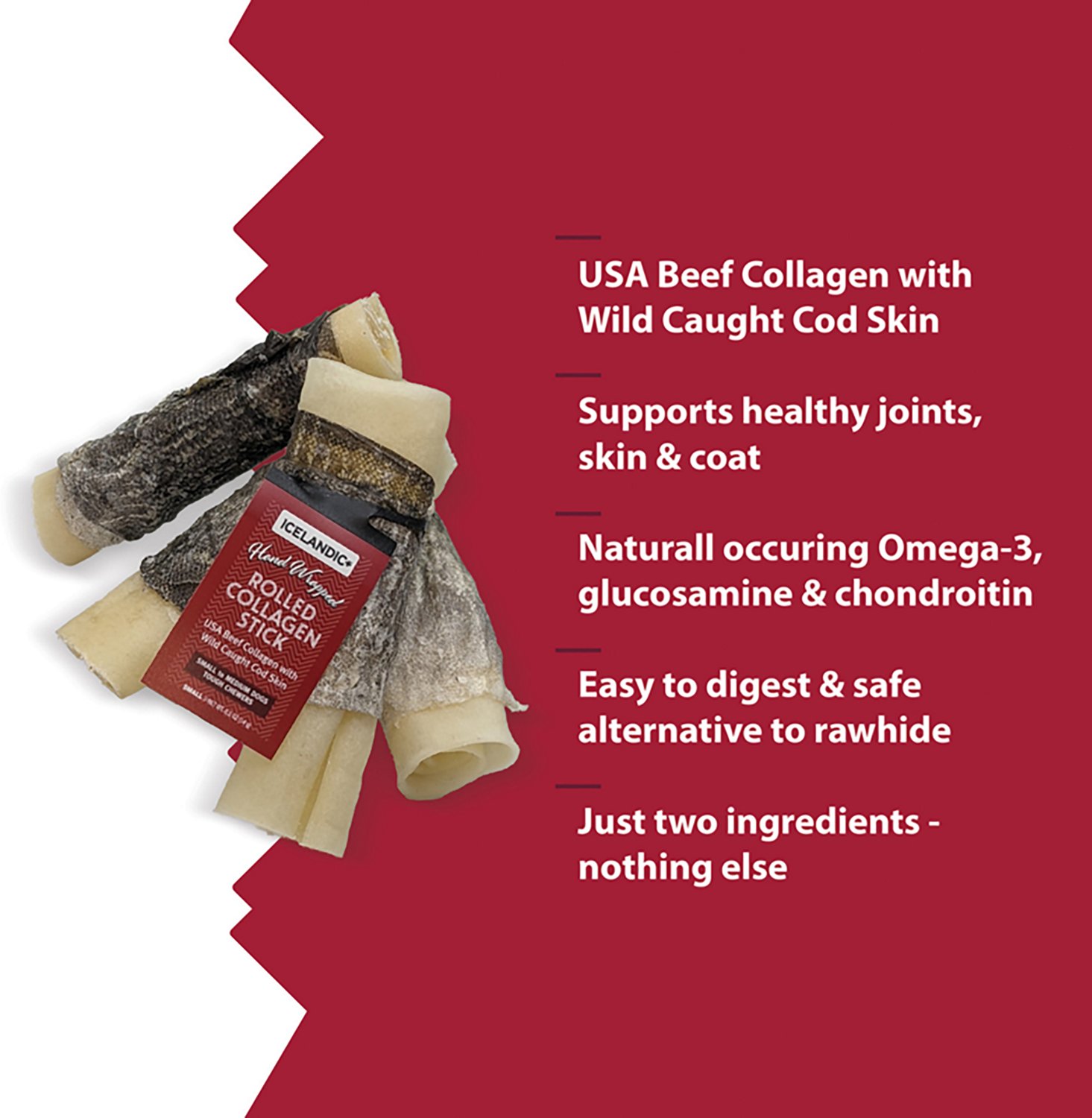 Icelandic+ 4" Rolled Collagen Stick with Wrapped Fish - view number 3