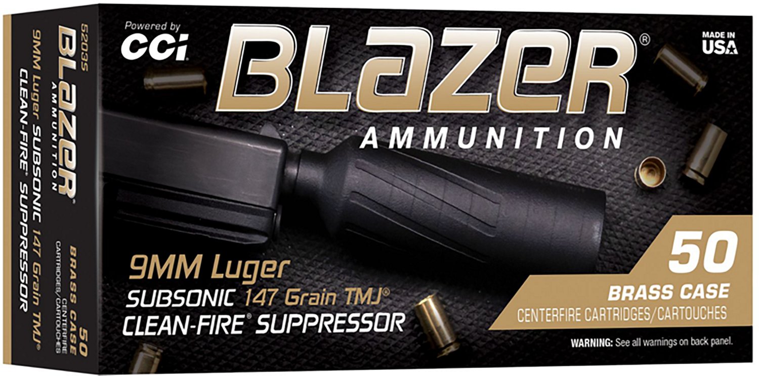 Blazer Clean-Fire Suppressor 9mm Luger 147-Grain Centerfire Ammunition - 50 Rounds
