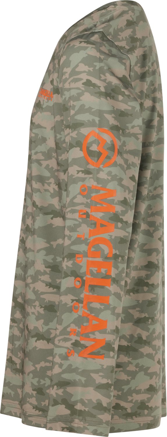 Magellan Outdoors Boys' Fish Camo Crew Long Sleeve T-shirt