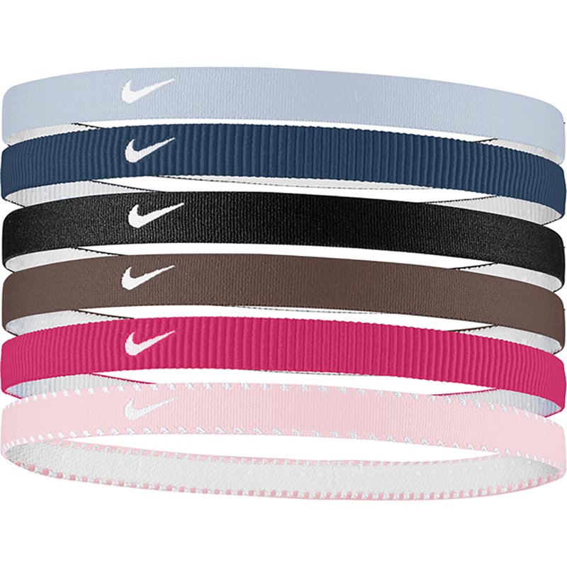 Nike Youth Flex Classic Headbands - 6 Pack, Girls', Ghost/Mystic Navy/Tattoo