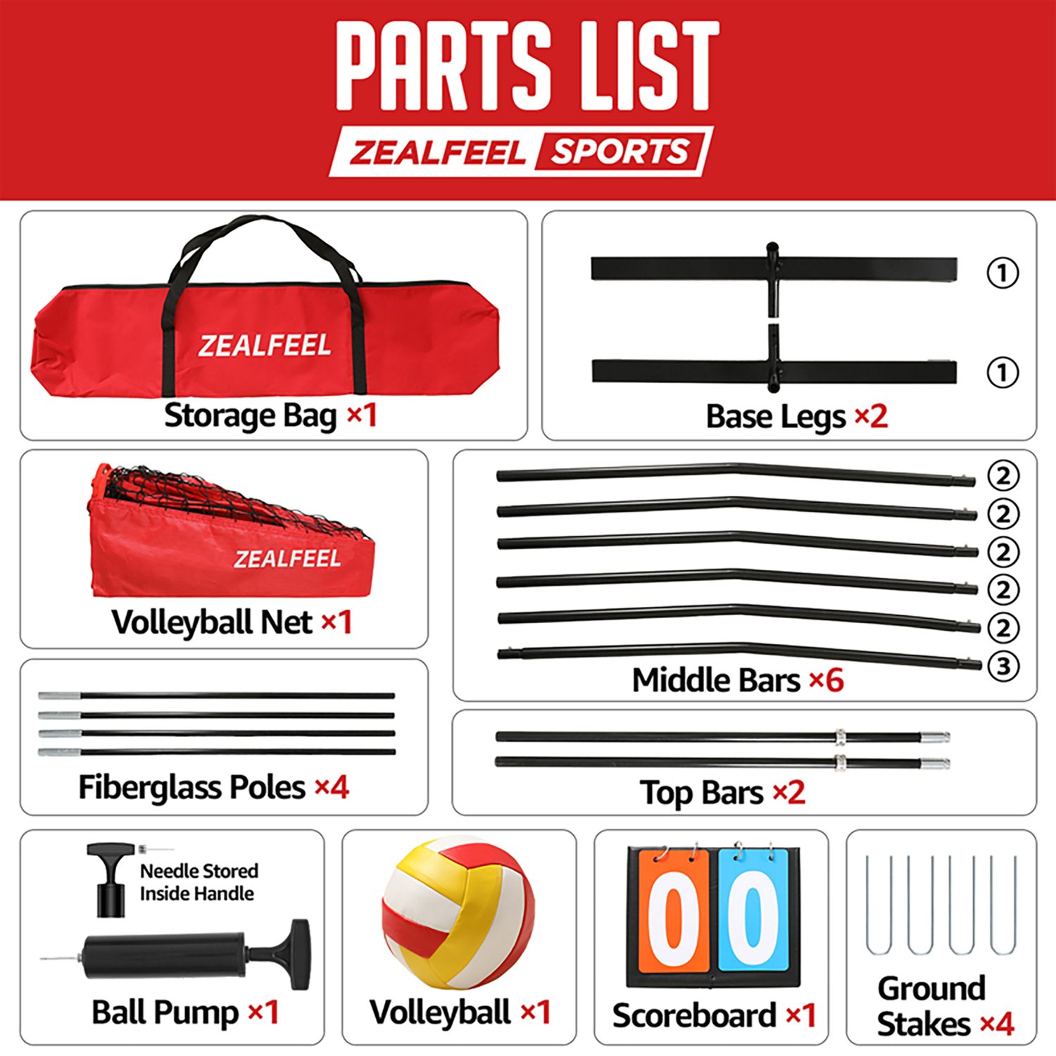 Zealfeel Adjustable Portable 20 ft Volleyball Training Net Set - view number 4