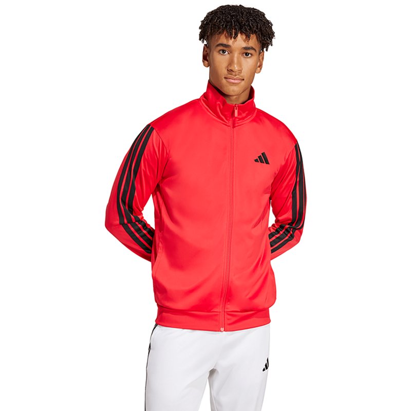 adidas Men's 3 Stripes Tricot Regular Track Top - Ruby Red/Black