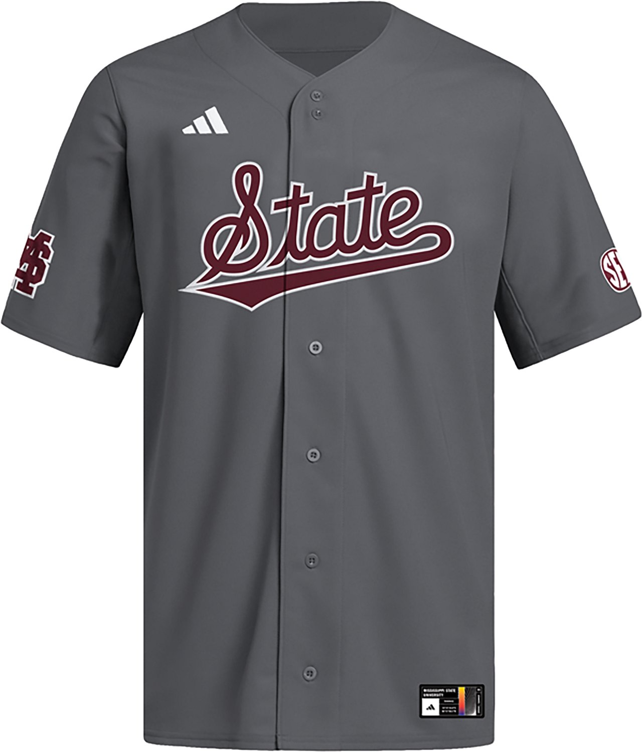 adidas Men's Mississippi State University Script Baseball Jersey