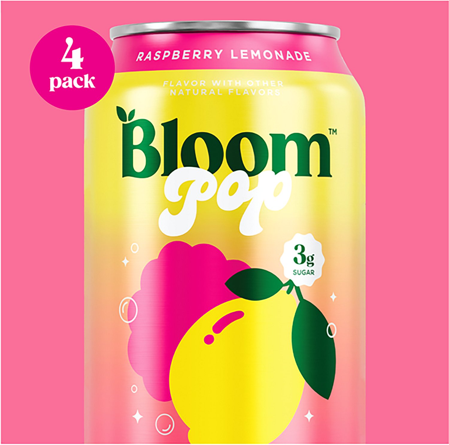 Bloom Nutrition Pop Raspberry Lemonade Prebiotic Soda 4-Pack - view number 7