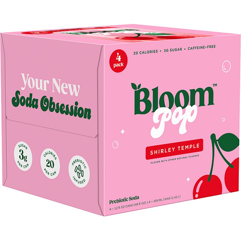 Bloom, Pop Prebiotic Soda, Shirley Temple, 4 ct, 12 oz | CVS