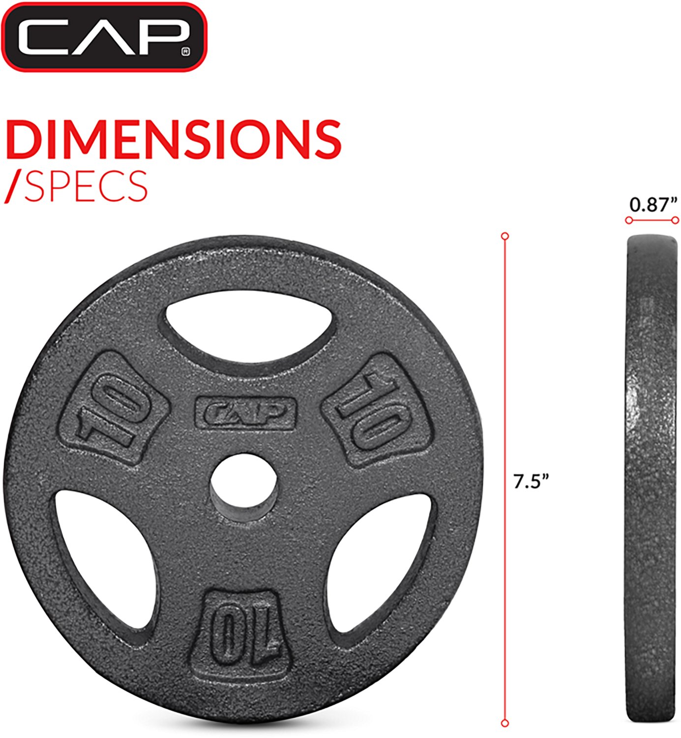 CAP Barbell 10 lb. Regular Grip Plate - view number 3