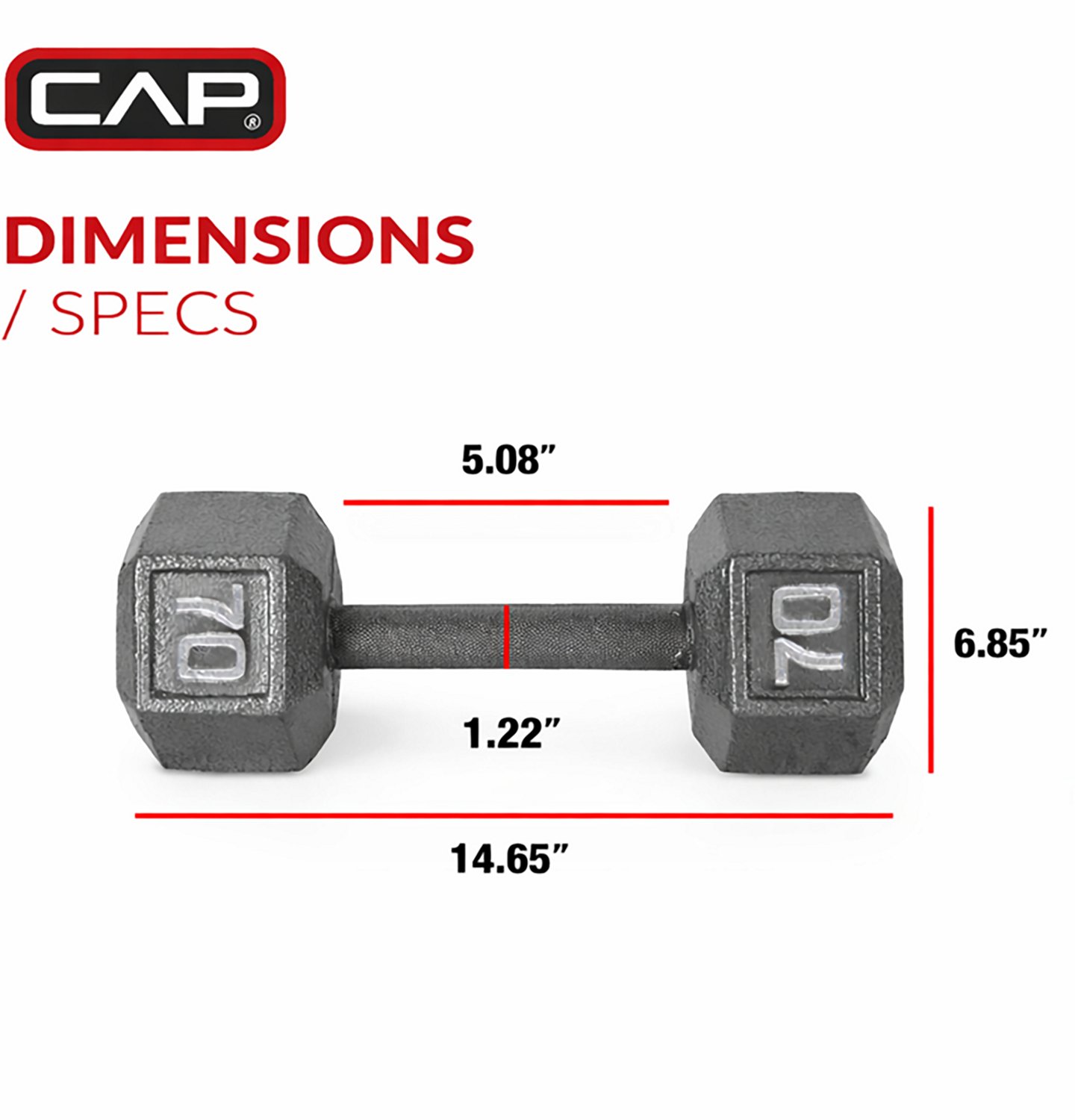 CAP Barbell 70 lb. Solid Hex Dumbbell - Single - view number 2