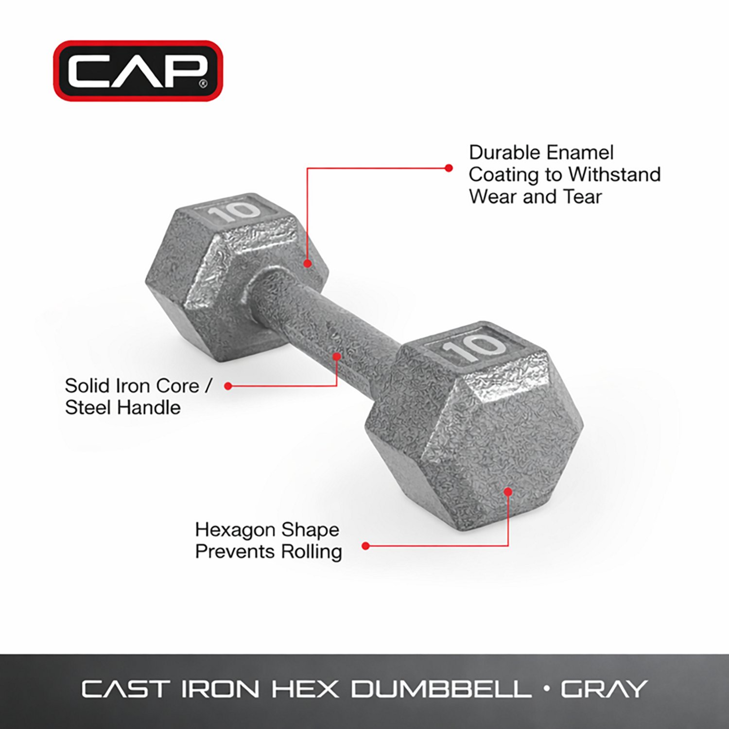CAP Barbell 10 lb. Solid Hex Dumbbell - Single - view number 2