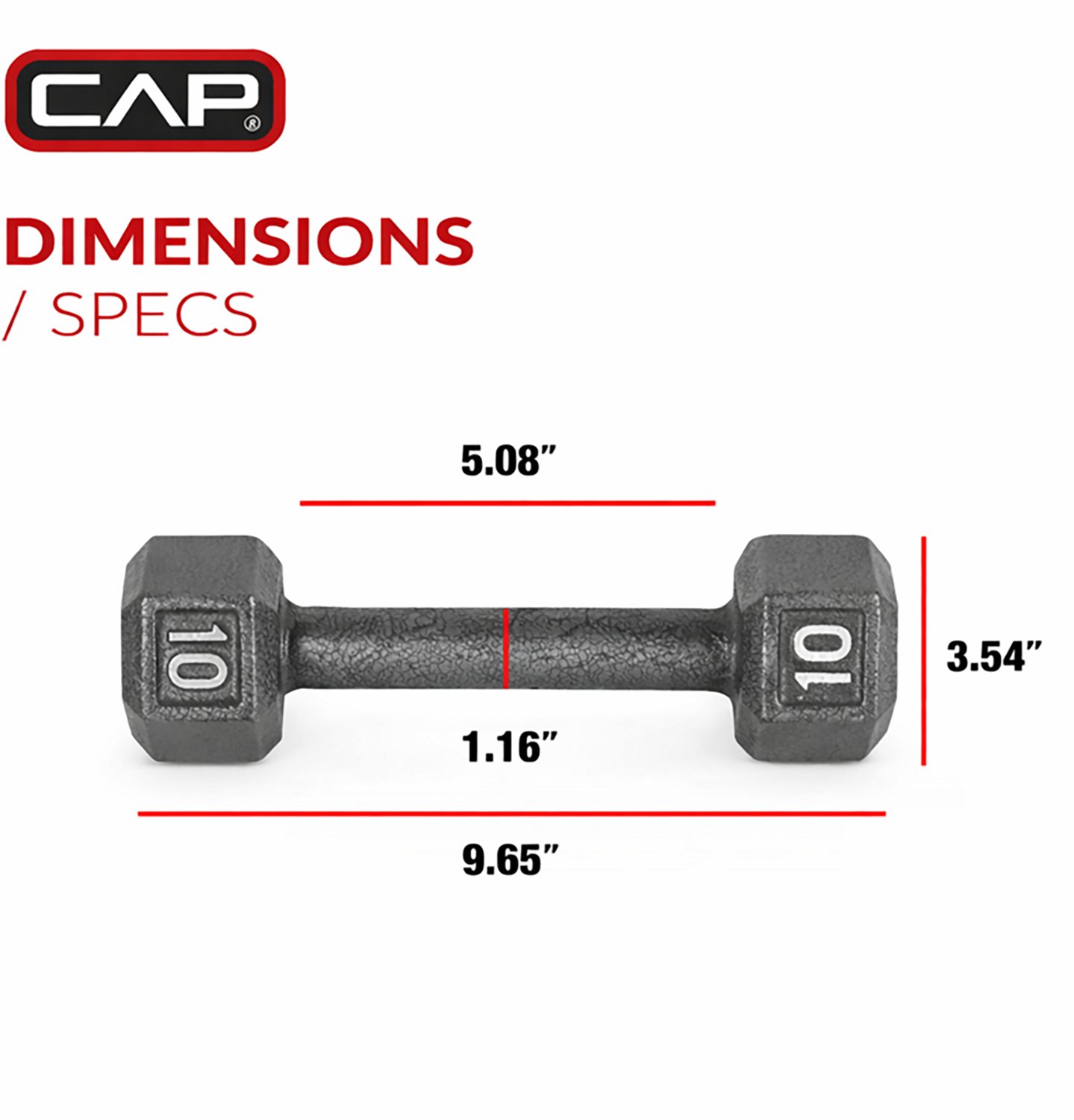 CAP Barbell 10 lb. Solid Hex Dumbbell - Single - view number 3