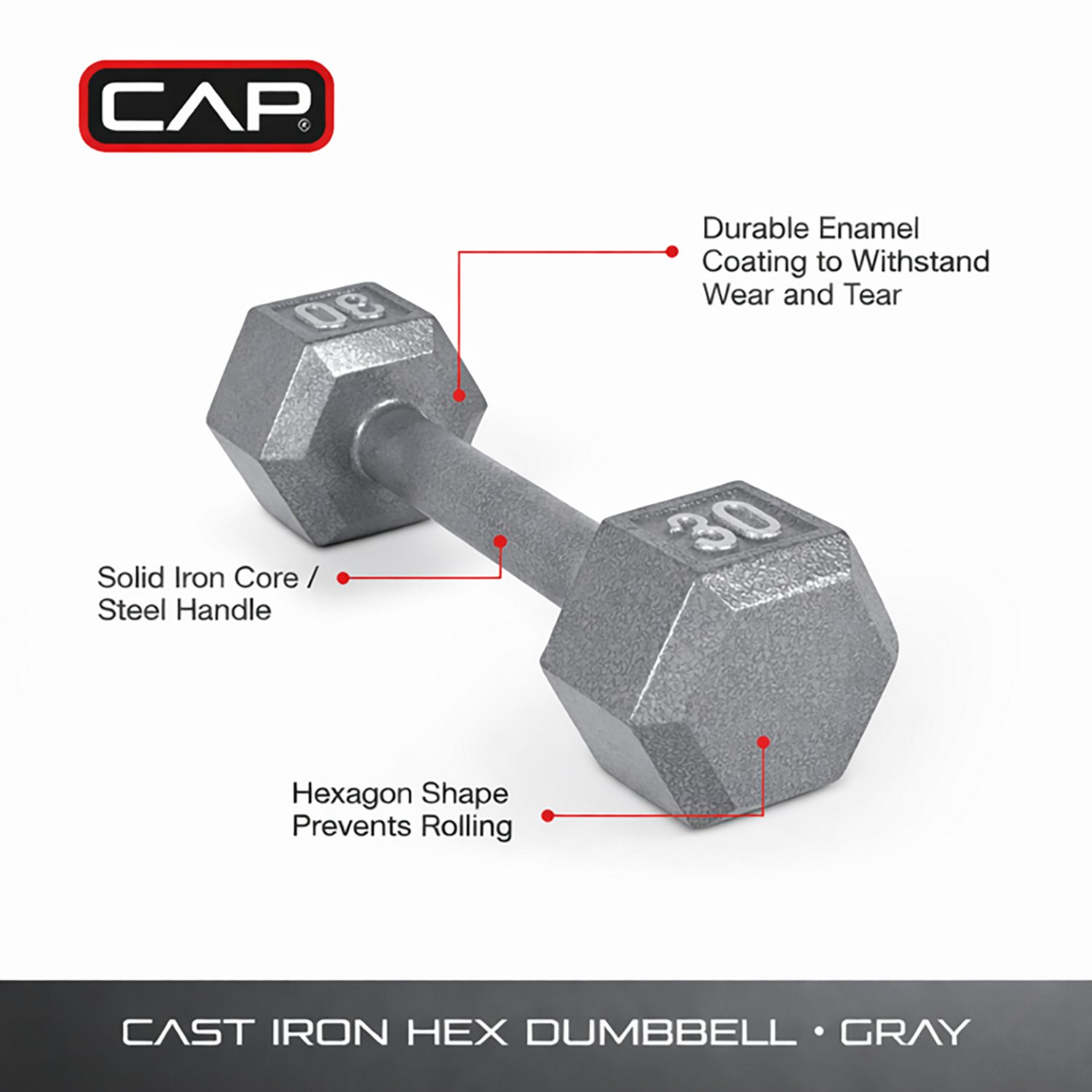 CAP Barbell 30 lb. Solid Hex Dumbbell - Single - view number 2