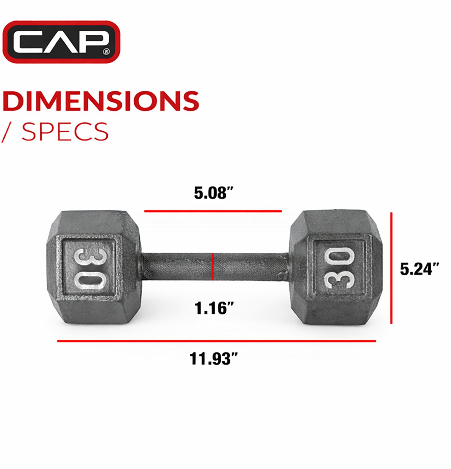CAP Barbell 30 lb. Solid Hex Dumbbell - Single - view number 3