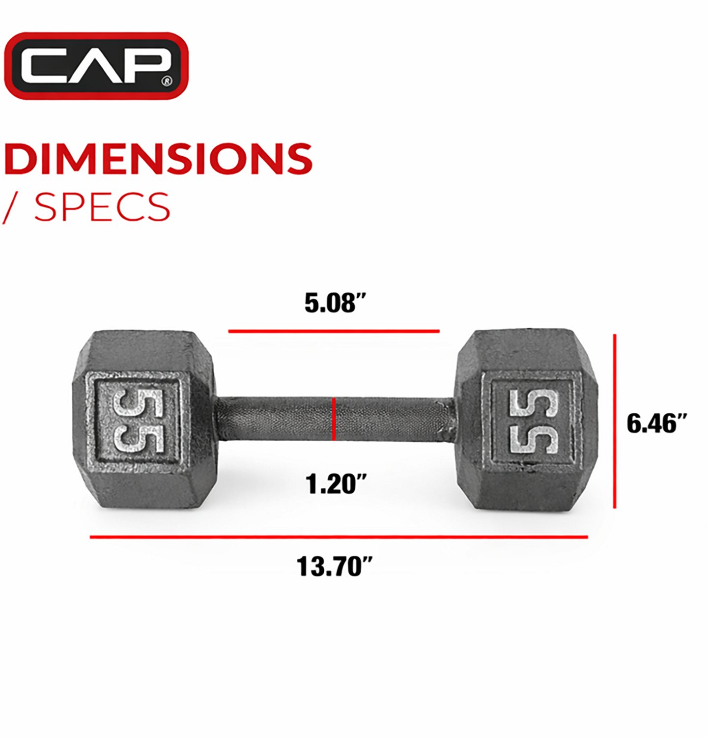 CAP Barbell 55 lb. Solid Hex Dumbbell - Single - view number 2