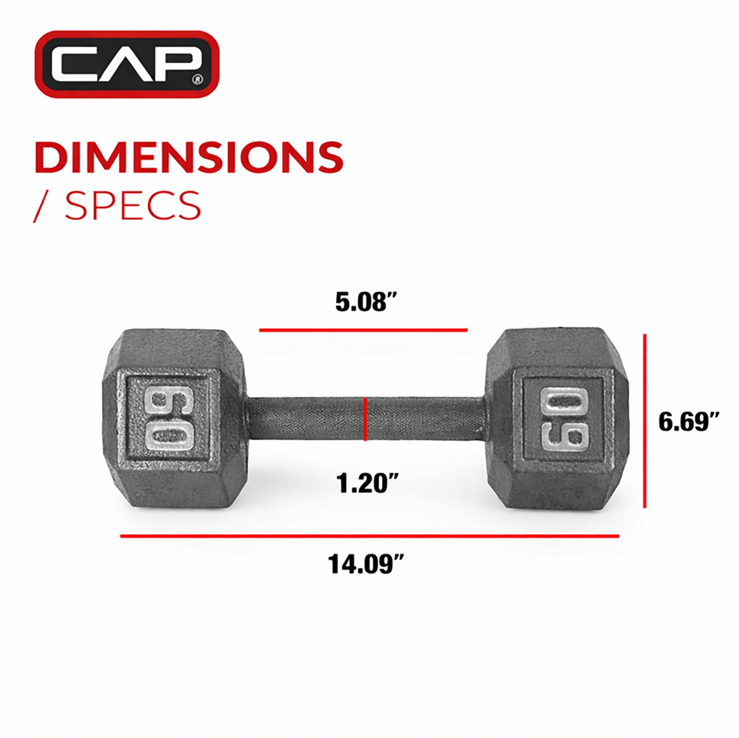 CAP Barbell 60 Lb. Solid Hex Dumbbell  - Single - view number 2