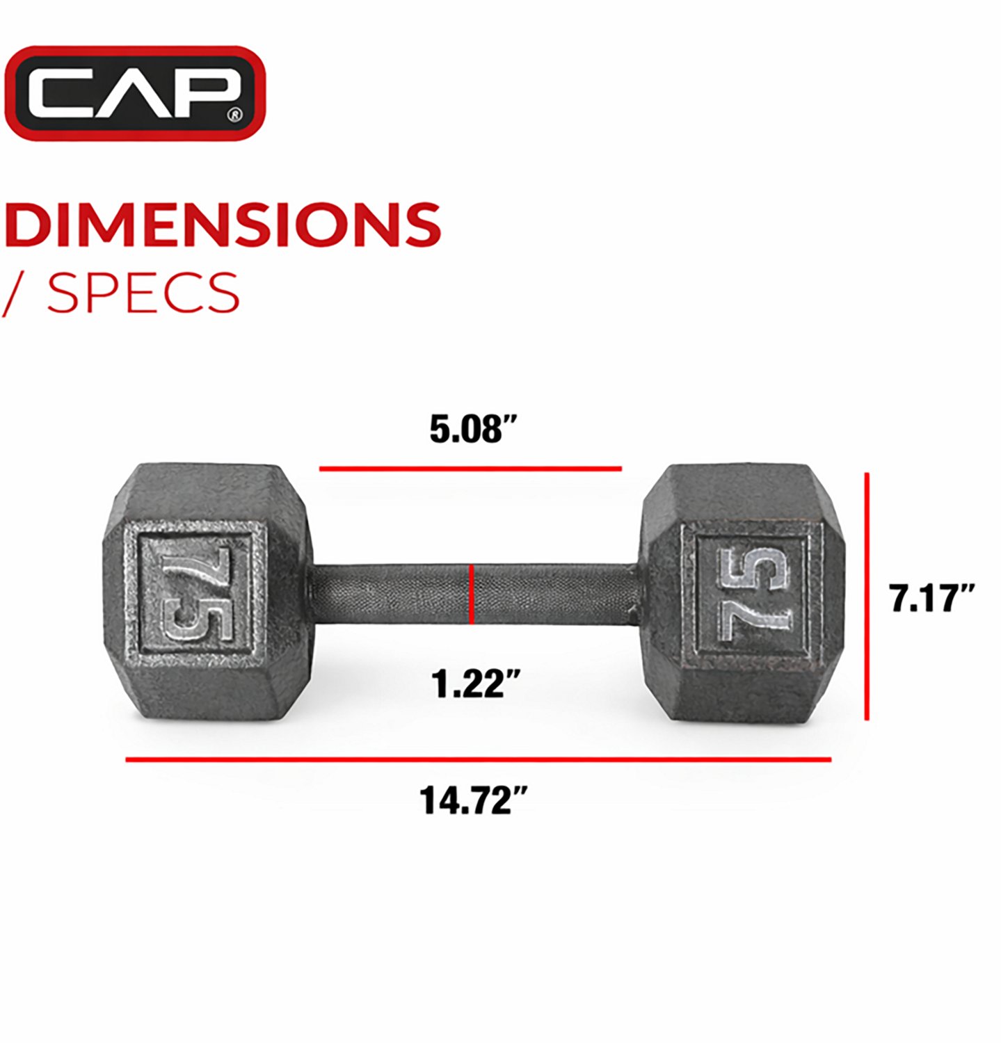 CAP Barbell 75 Lb. Solid Hex Dumbbell – Single - view number 2