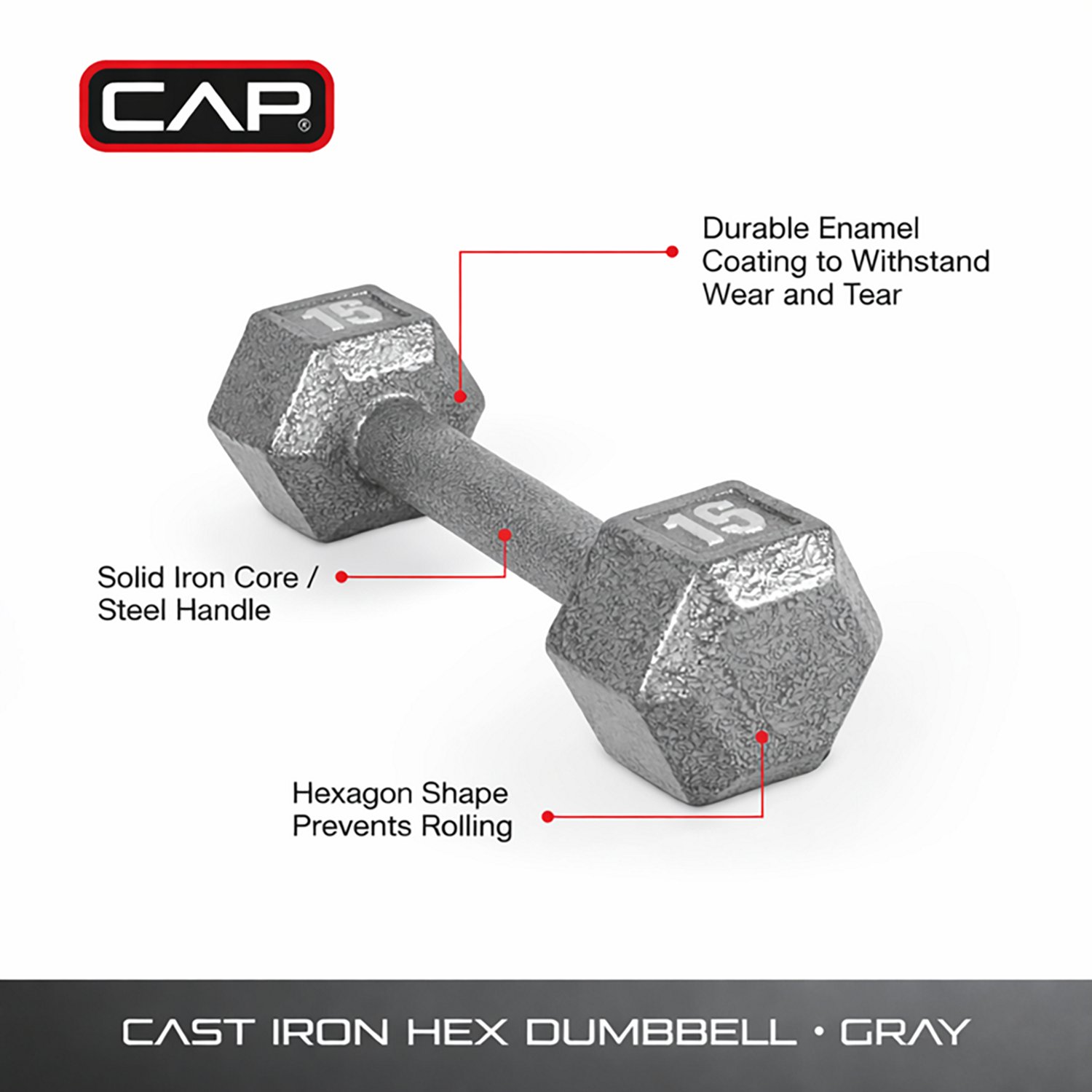 CAP Barbell 15 lb. Solid Hex Dumbbell - Single - view number 2
