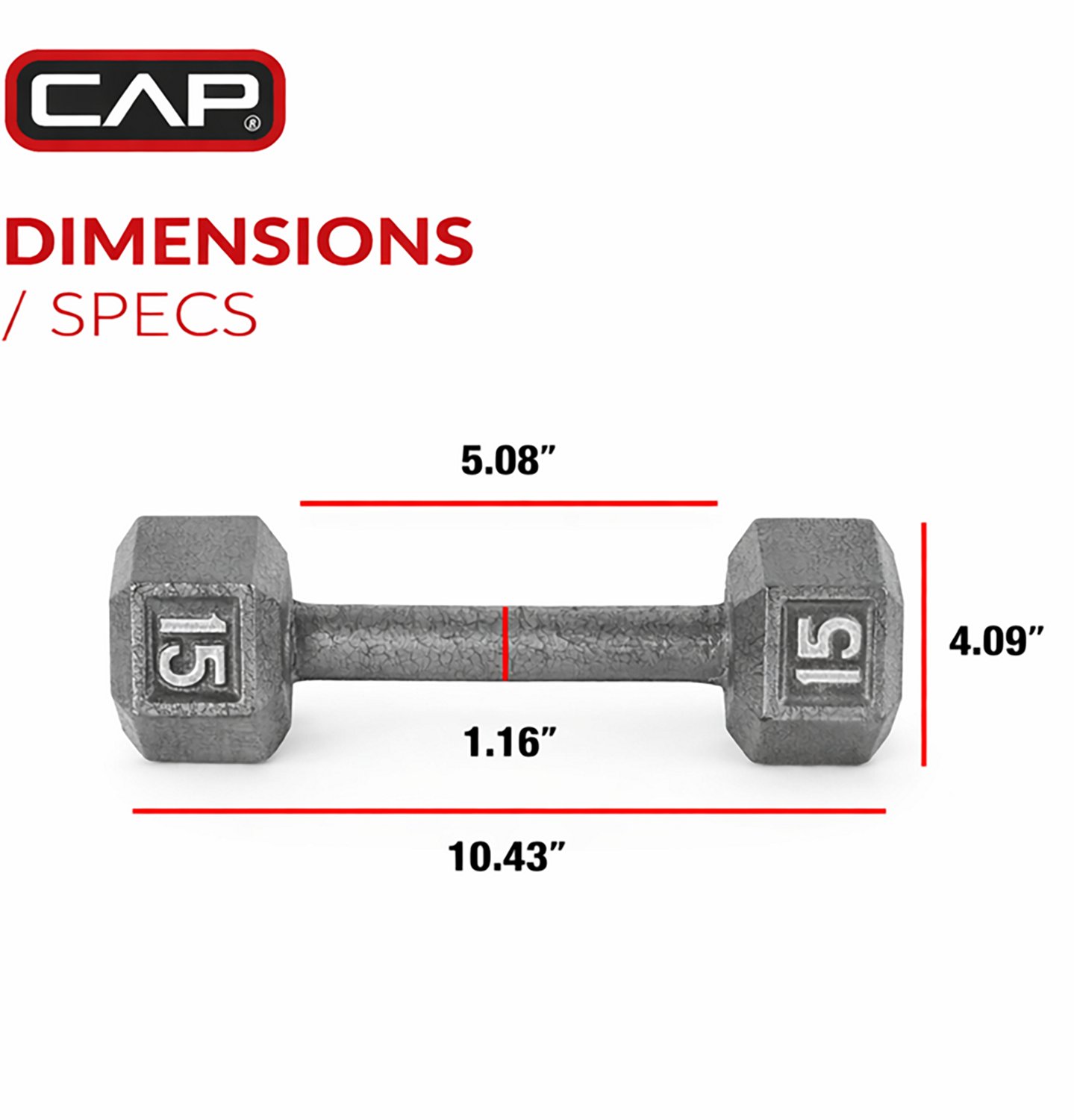 CAP Barbell 15 lb. Solid Hex Dumbbell - Single - view number 3