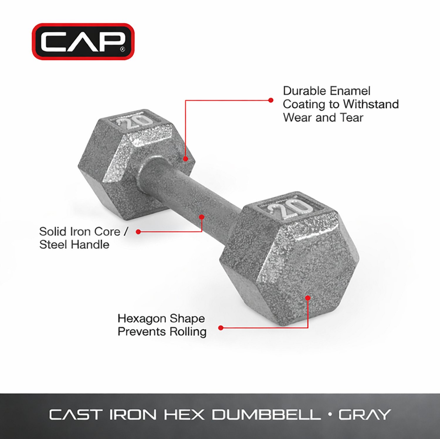CAP Barbell 20 lb. Solid Hex Dumbbell - Single - view number 2