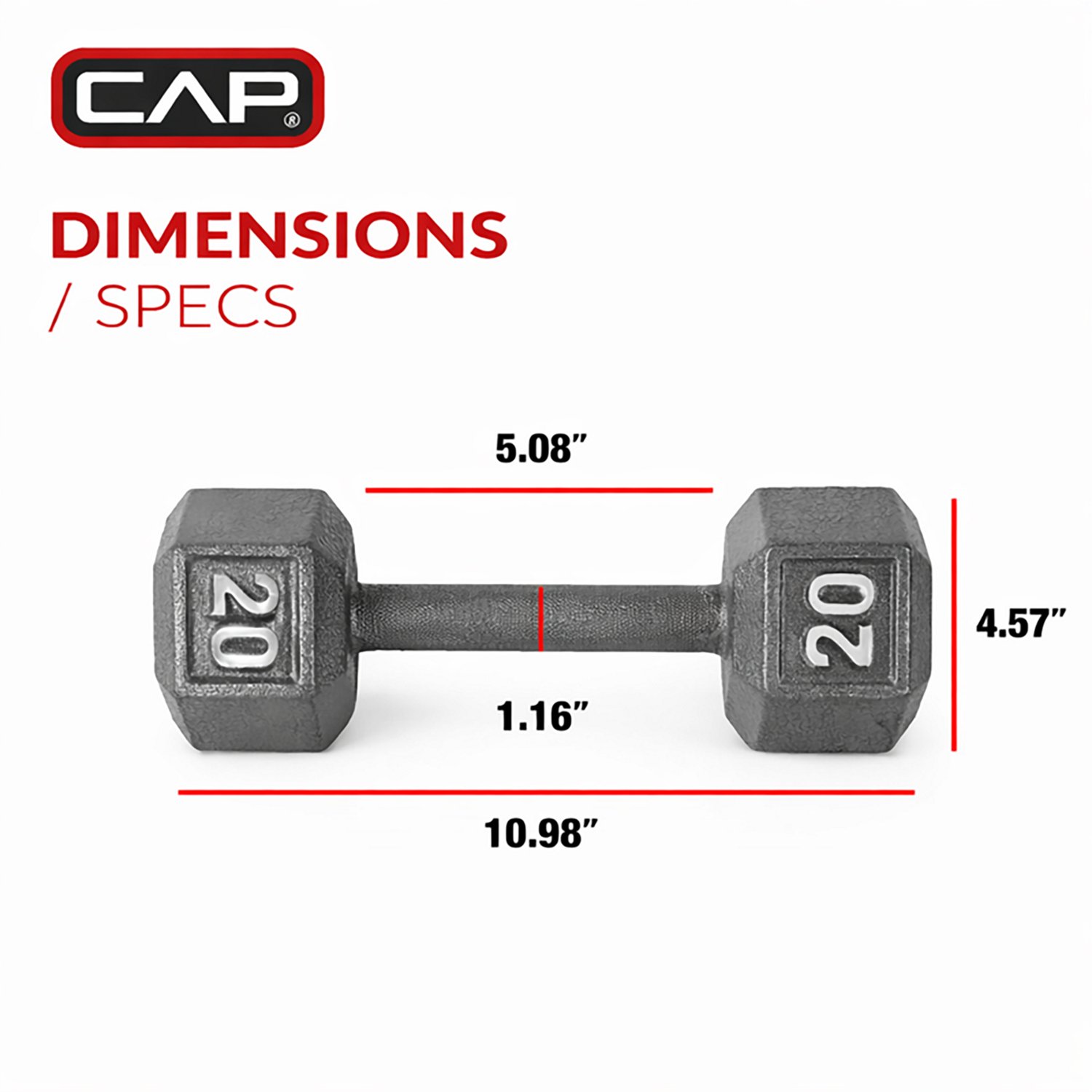 CAP Barbell 20 lb. Solid Hex Dumbbell - Single - view number 3