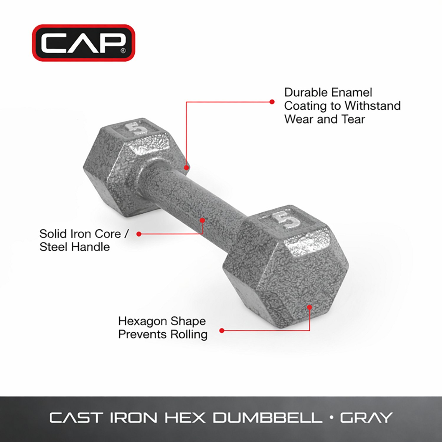 CAP Barbell 5 lb. Solid Hex Dumbbell - Single - view number 2