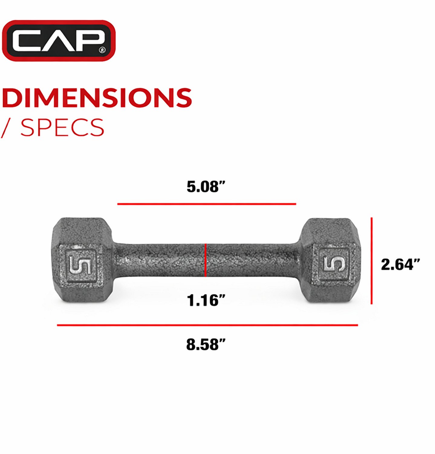 CAP Barbell 5 lb. Solid Hex Dumbbell - Single - view number 3