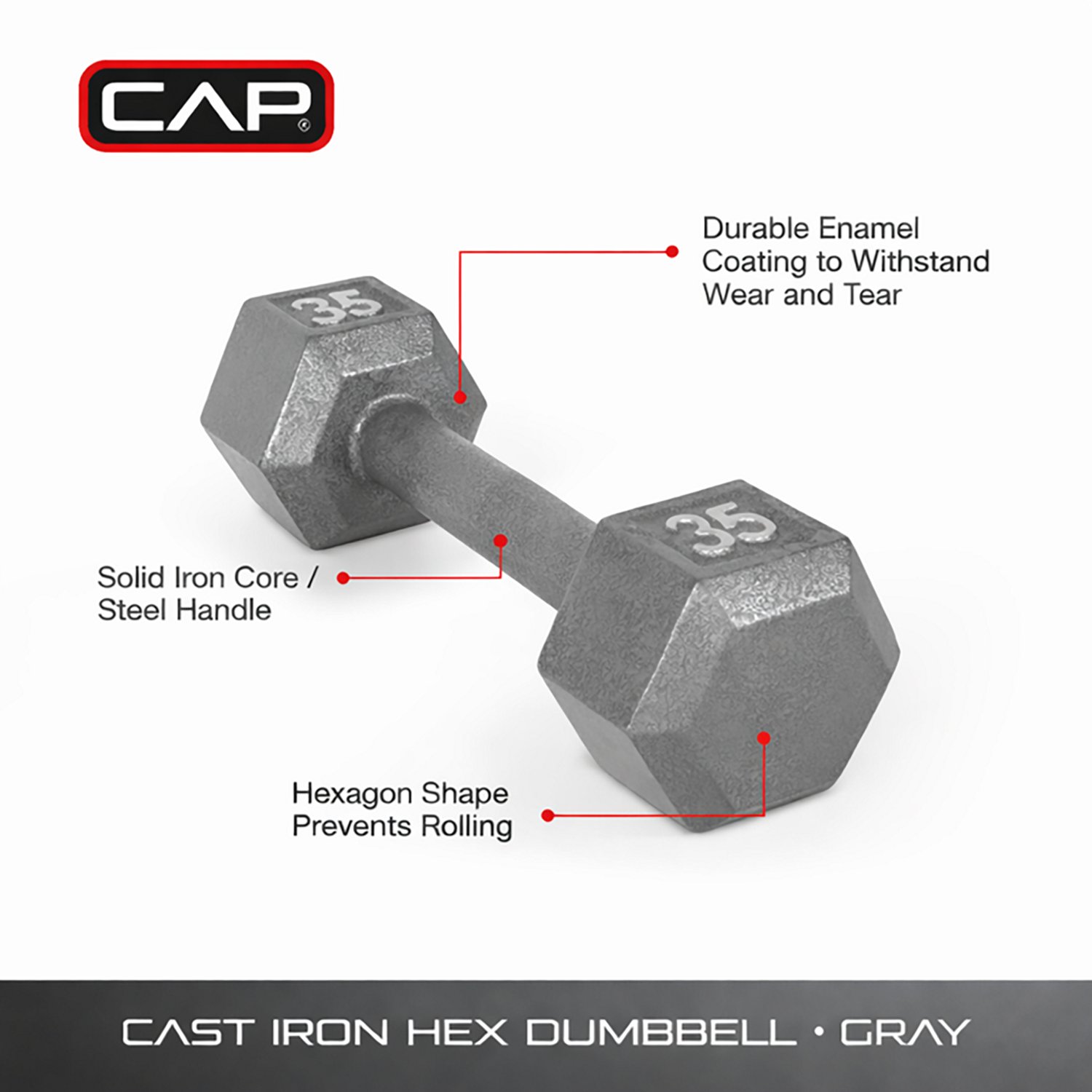 CAP Barbell 35 Lb. Solid Hex Dumbbell – Single - view number 2