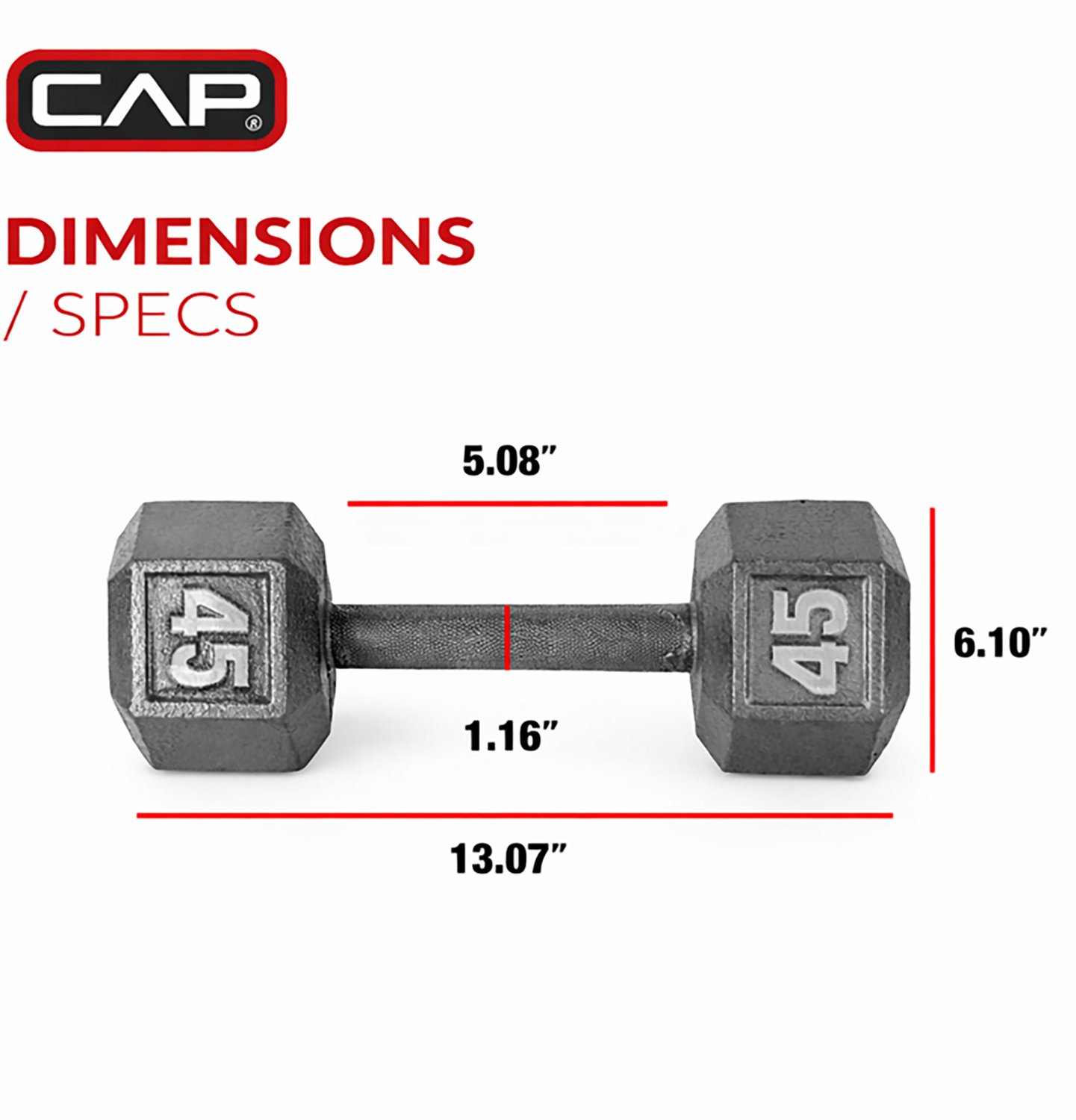 CAP Barbell 45 Lb. Solid Hex Dumbbell – Single - view number 2