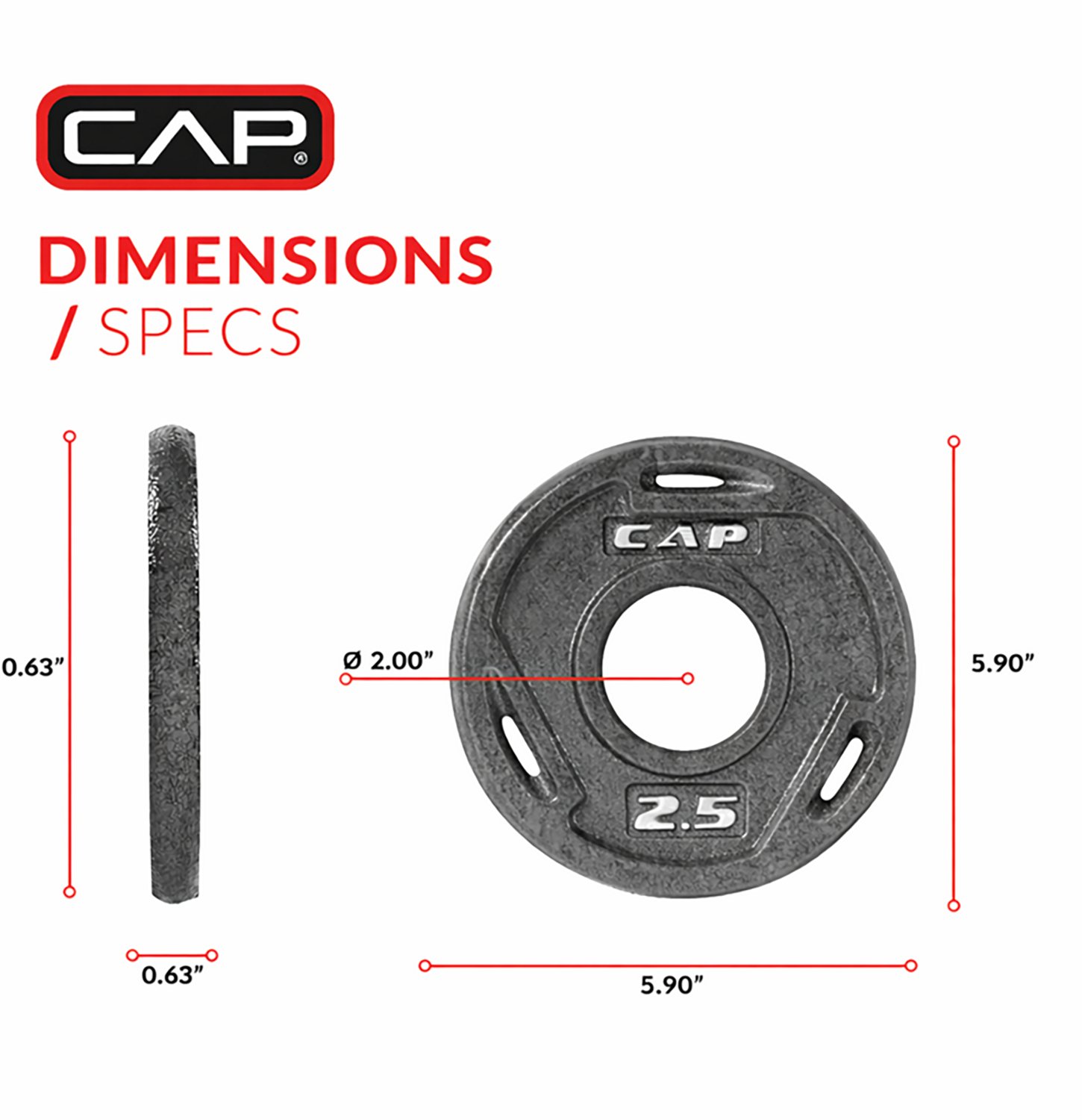 CAP Barbell 2.5 lb. Olympic Grip Plate - view number 3