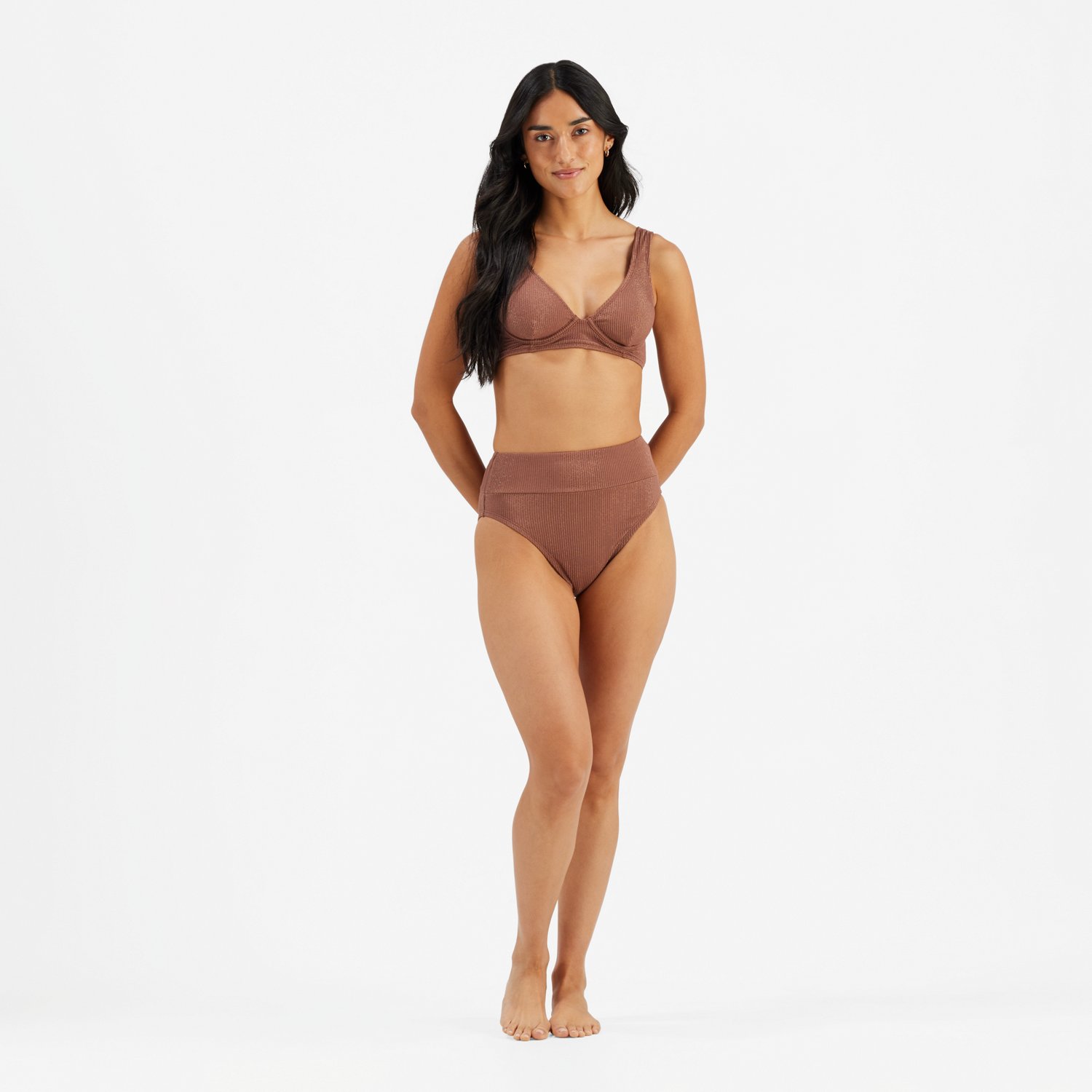 Freely Women's Lurex Ribs Branded High Waist Swim Bottoms - view number 2