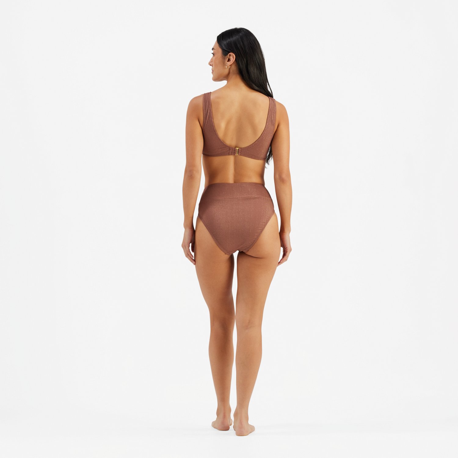 Freely Women's Lurex Ribs Branded High Waist Swim Bottoms - view number 3
