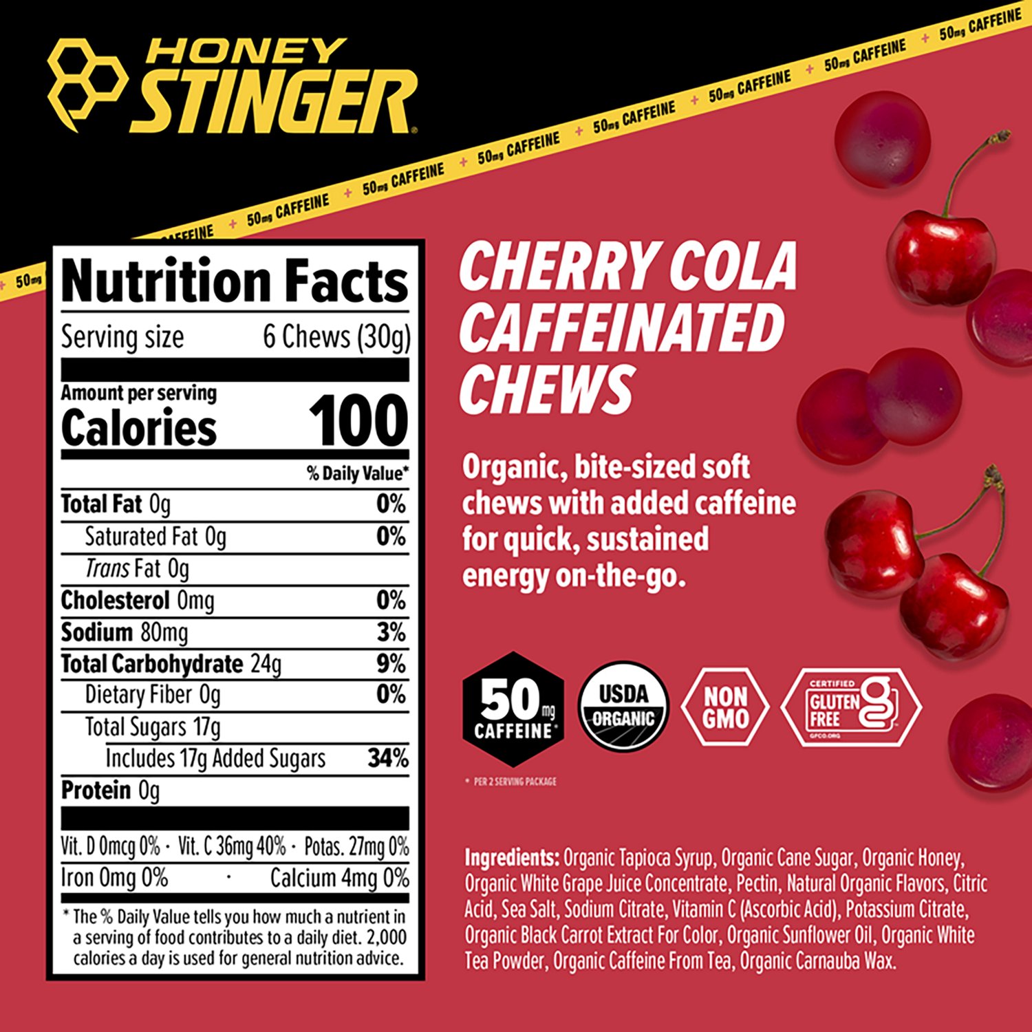 Honey Stinger Caffeinated Energy Chew 4-pack