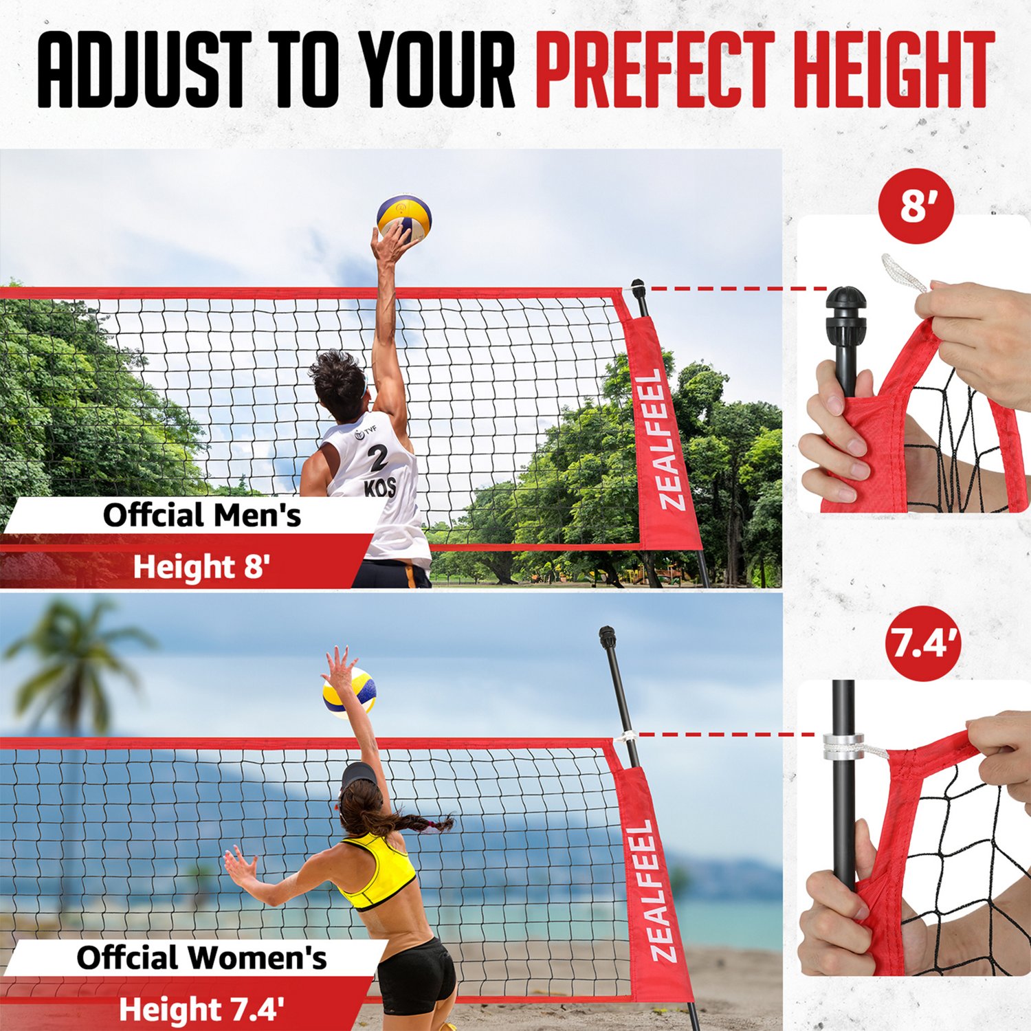 Zealfeel Adjustable Portable 12 ft Volleyball Training Net Set - view number 3