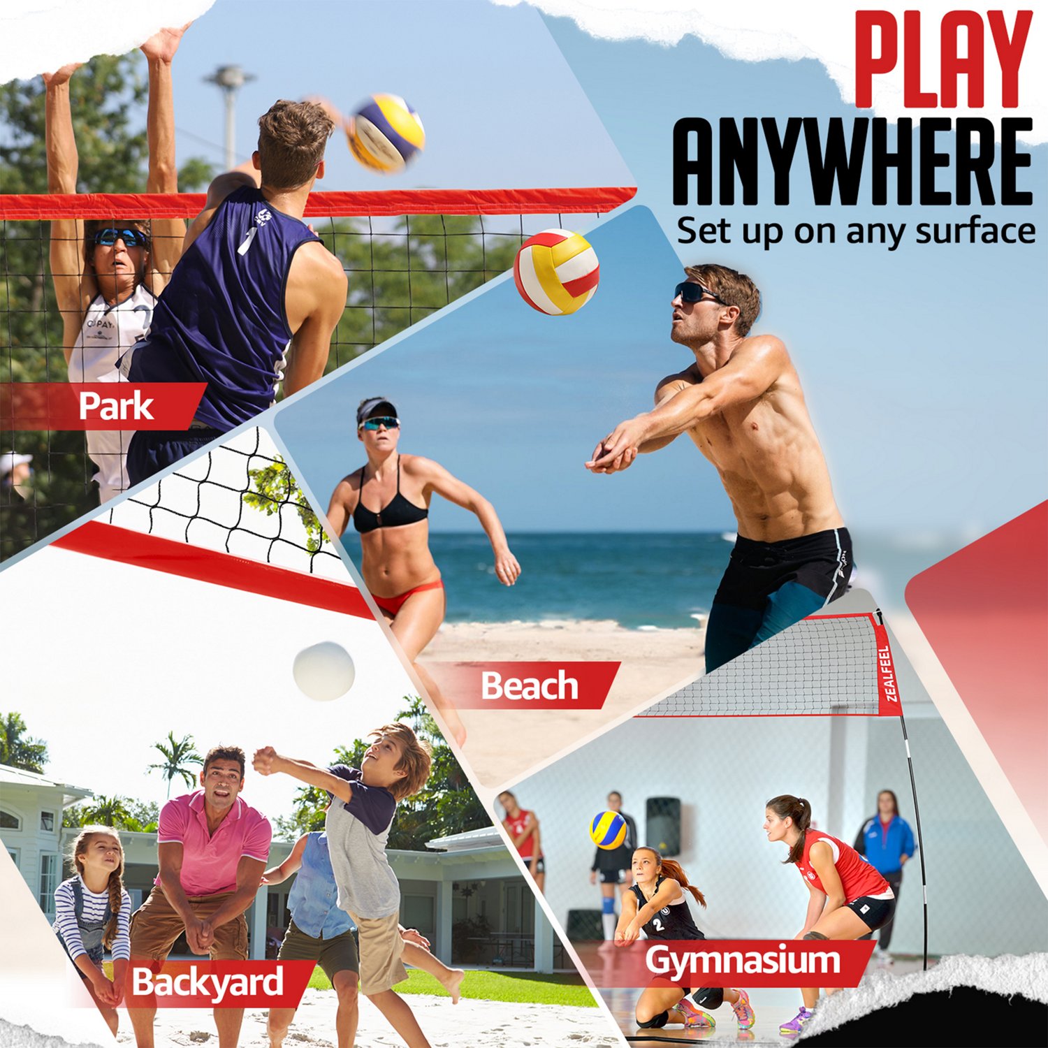 Zealfeel Adjustable Portable 12 ft Volleyball Training Net Set - view number 6