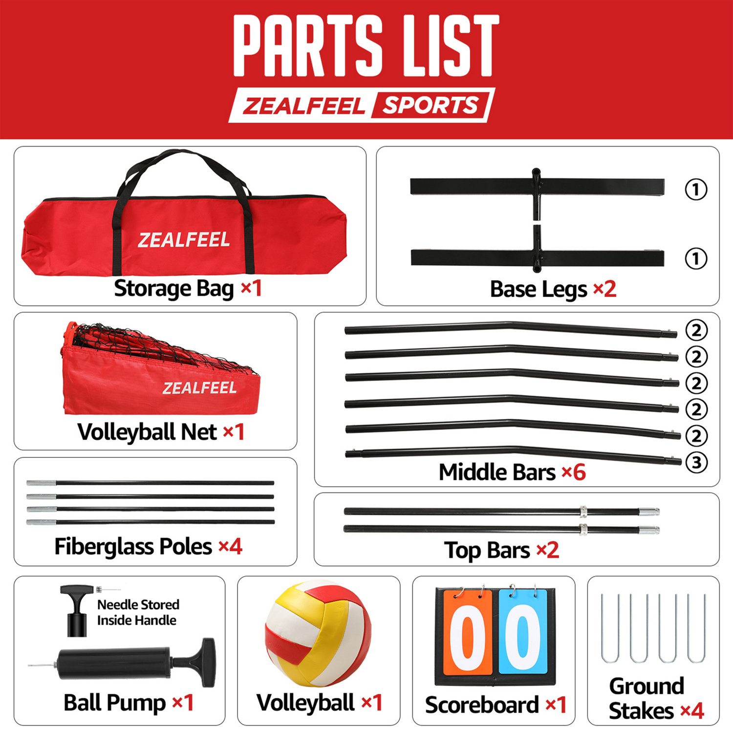 Zealfeel Adjustable Portable 12 ft Volleyball Training Net Set - view number 7