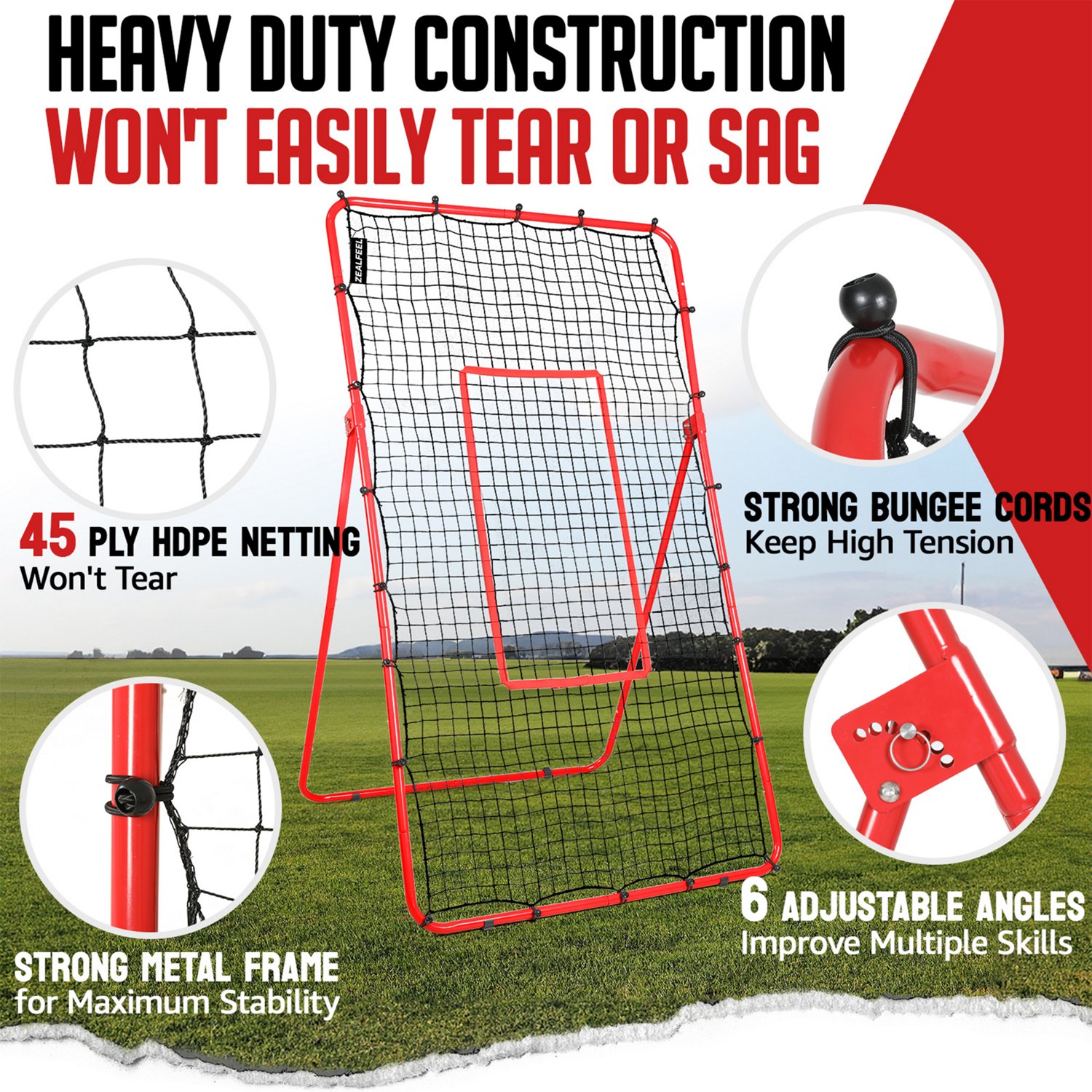 Zealfeel 4 x 7 ft Lacrosse Rebounder - view number 2